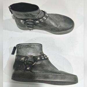 Frye Gray Ankle Boots with Silver Studded Strap Size 8 NWNB